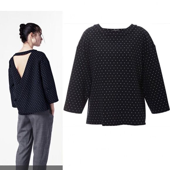 Thakoon Tops - THAKOON ADDITION Navy and Grey Polka Dot Cut Out Back Top-2/Small NWT